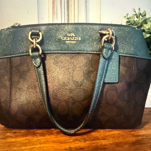 Coach Brown and Teal Satchel - Picture 3 of 17